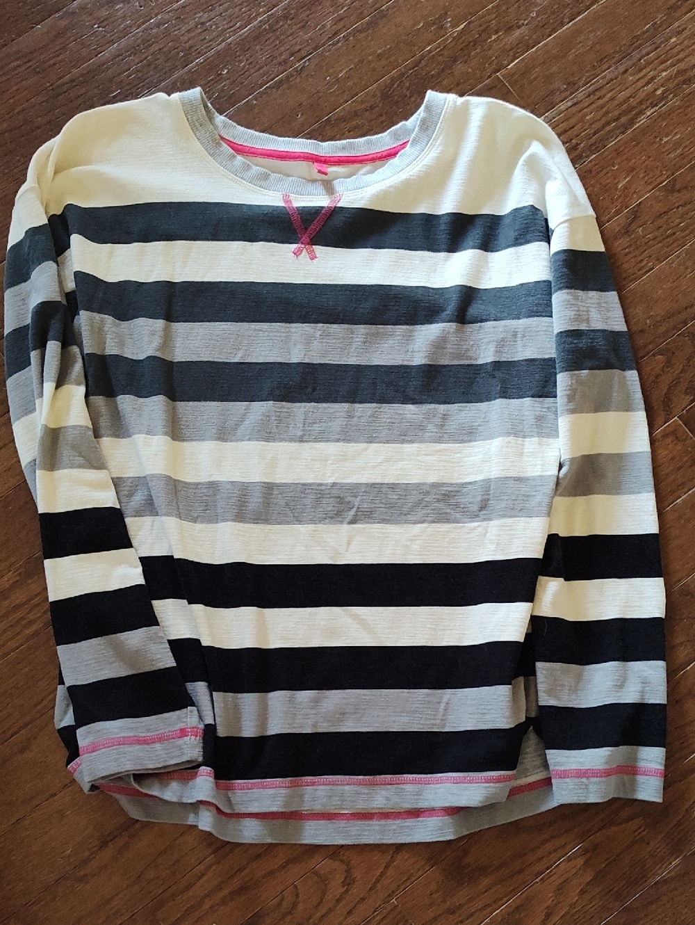 Women's T by Talbot's Striped Long-Sleeve Top Black, Gray & Off-white